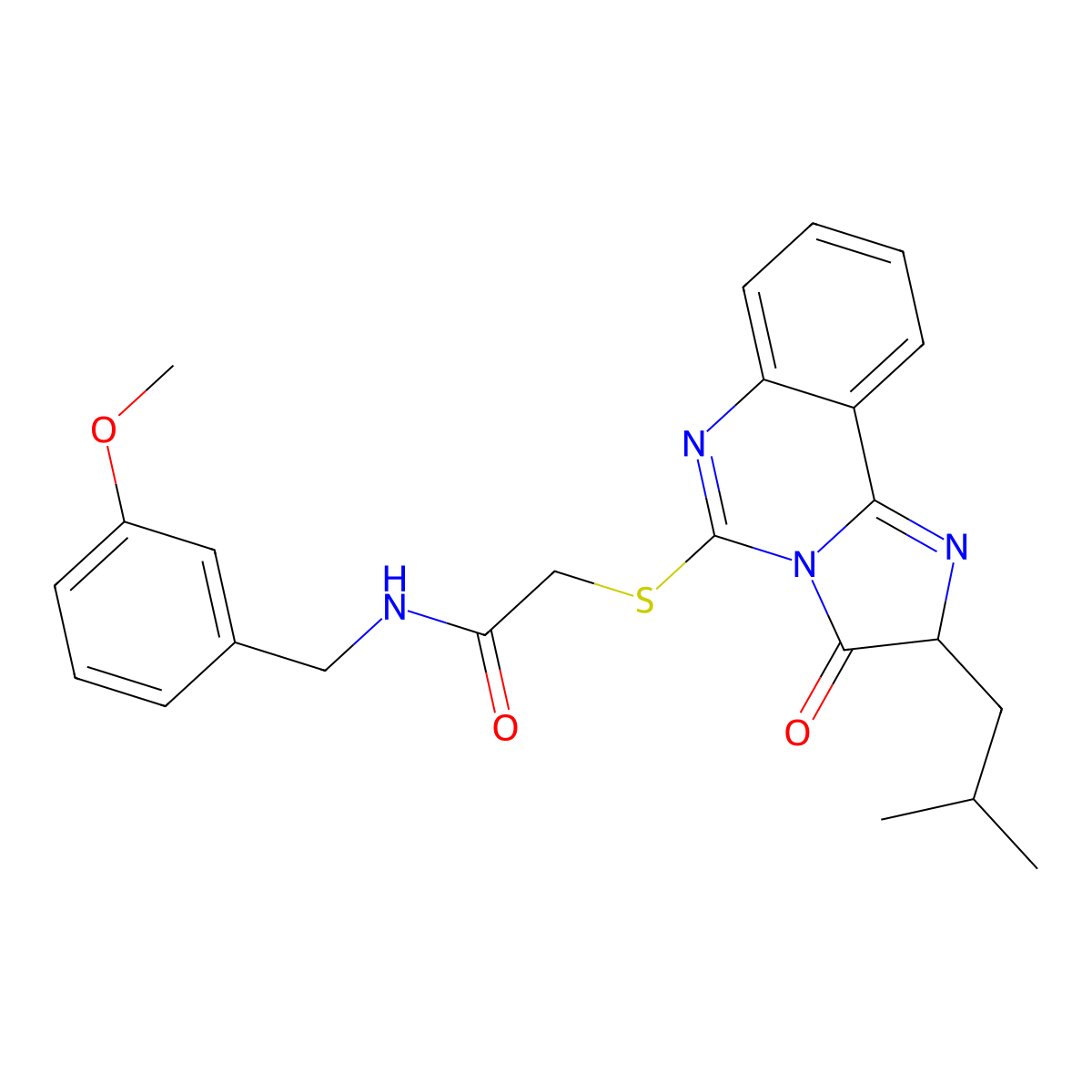 2-((2-isobutyl-3-oxo-2,3-dihydroimidazo[1,2-c]quinazolin-5-yl)thio)-N-(3-methoxybenzyl)acetamide molecular structure, CAS 1173761-73-3
