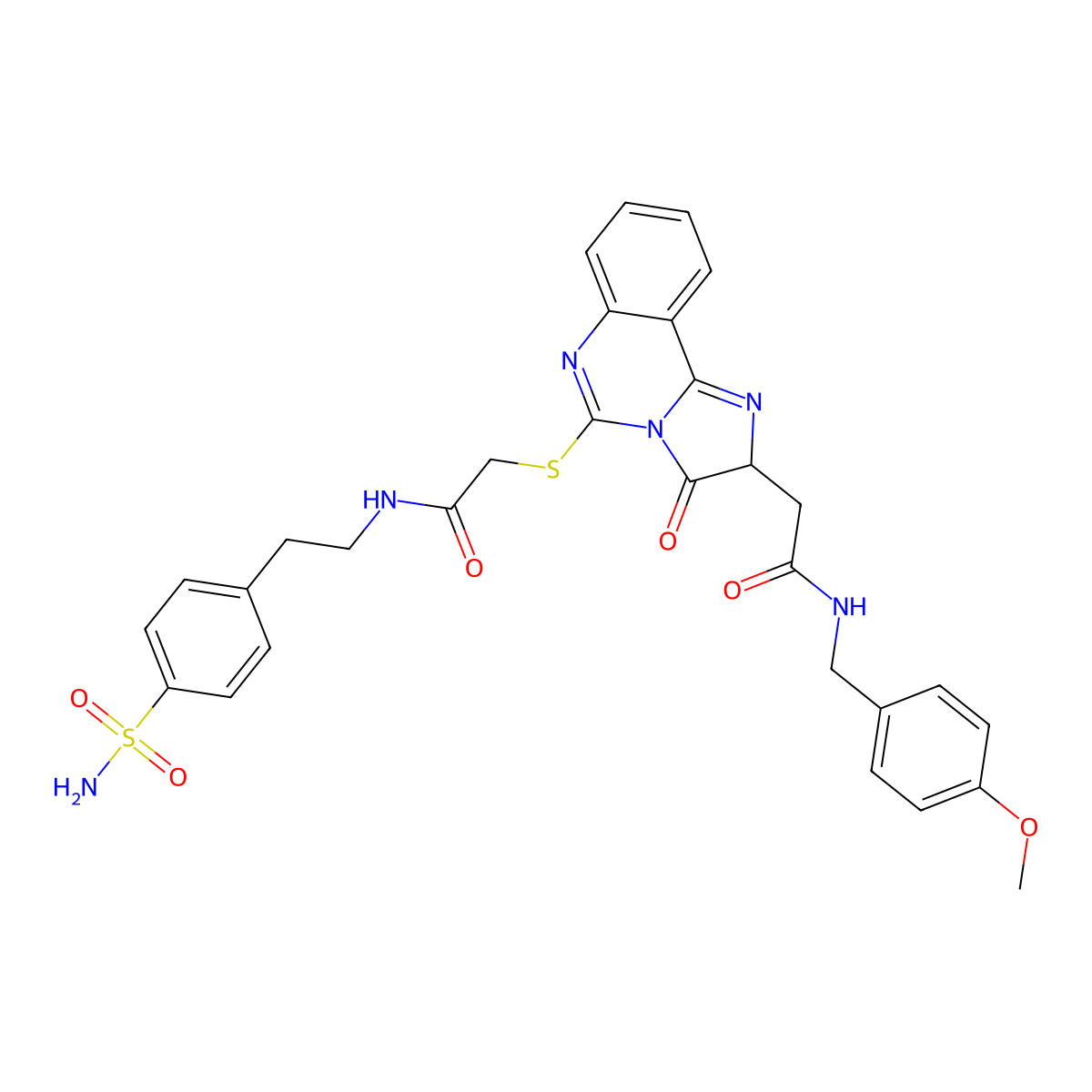 2-(5-{[2-({2-[4-(aminosulfonyl)phenyl]ethyl}amino)-2-oxoethyl]thio}-3-oxo-2,3-dihydroimidazo[1,2-c]quinazolin-2-yl)-N-(4-methoxybenzyl)acetamide molecular structure, CAS 1173762-07-6