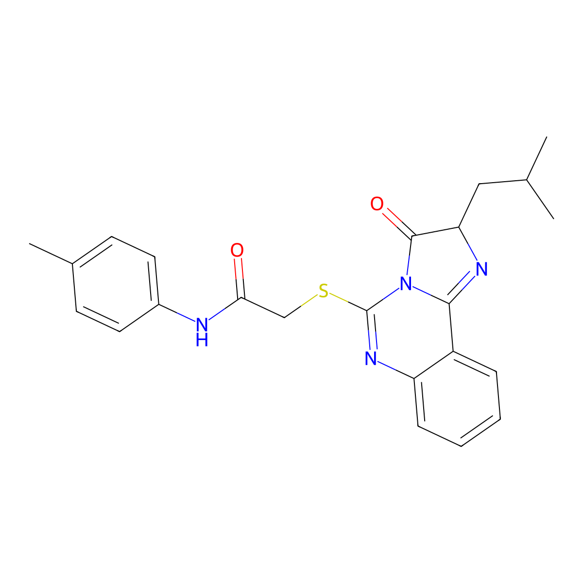 2-((2-isobutyl-3-oxo-2,3-dihydroimidazo[1,2-c]quinazolin-5-yl)thio)-N-(p-tolyl)acetamide molecular structure, CAS 1173763-03-5