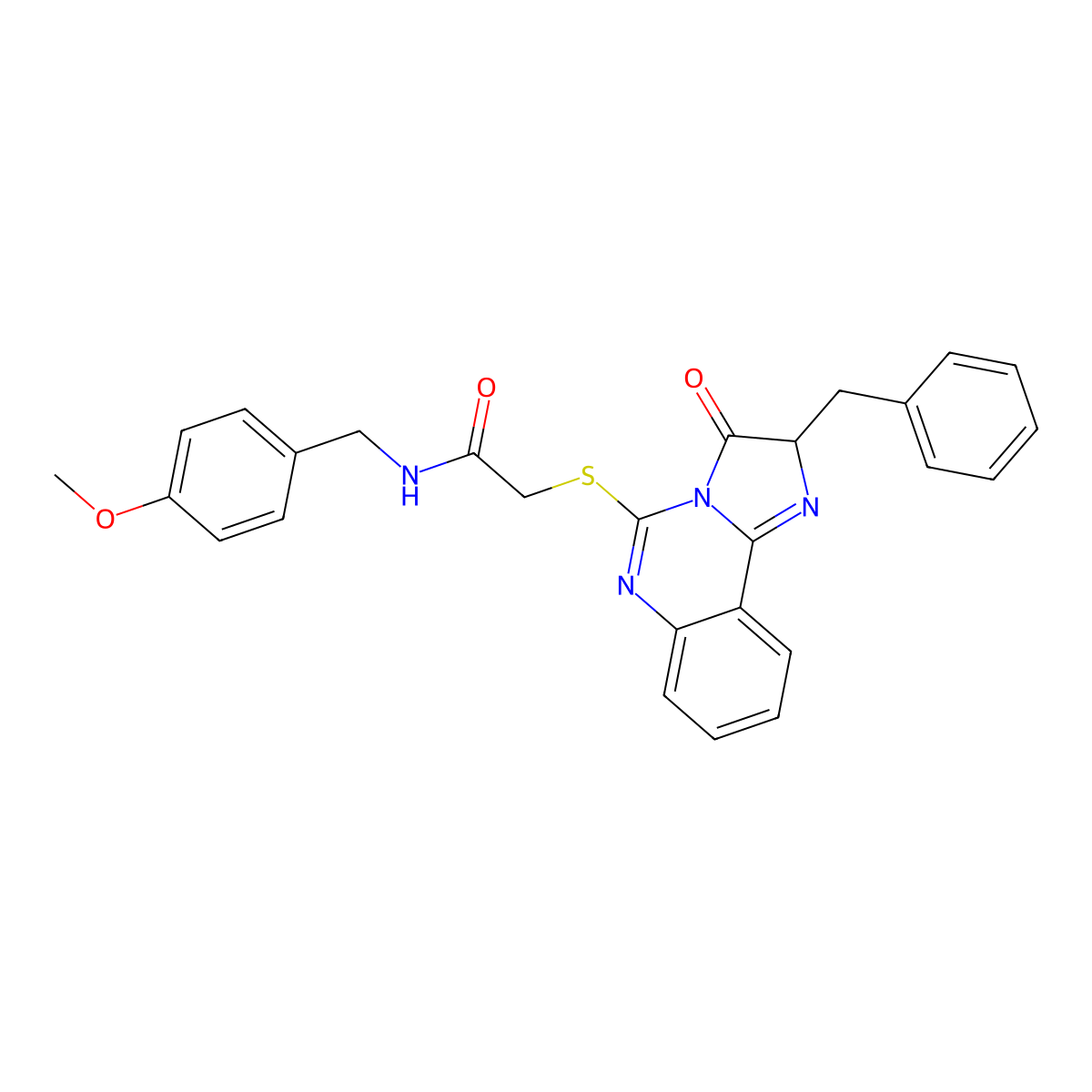 2-((2-benzyl-3-oxo-2,3-dihydroimidazo[1,2-c]quinazolin-5-yl)thio)-N-(4-methoxybenzyl)acetamide molecular structure, CAS 1173764-02-7