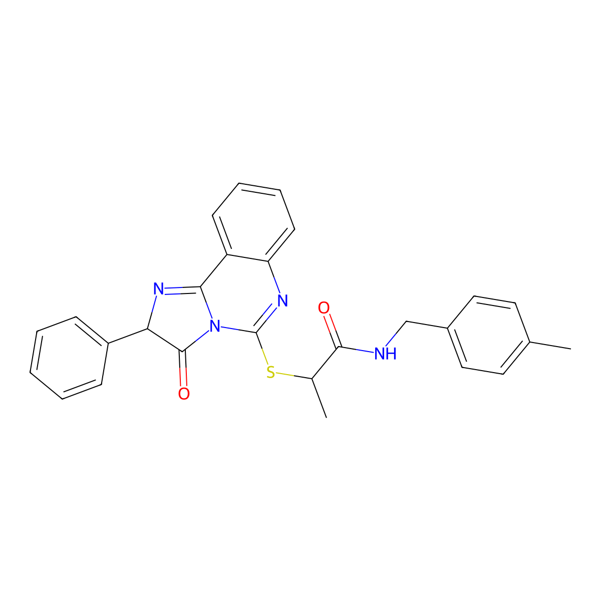 N-(4-methylbenzyl)-2-((3-oxo-2-phenyl-2,3-dihydroimidazo[1,2-c]quinazolin-5-yl)thio)propanamide molecular structure, CAS 1173764-84-5