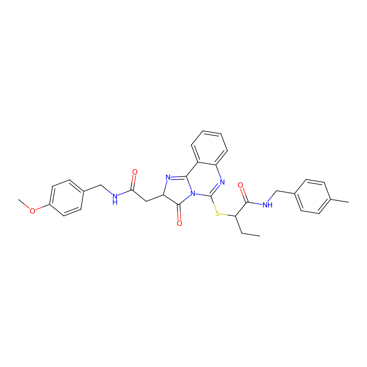 2-((2-(2-((4-methoxybenzyl)amino)-2-oxoethyl)-3-oxo-2,3-dihydroimidazo[1,2-c]quinazolin-5-yl)thio)-N-(4-methylbenzyl)butanamide molecular structure, CAS 1173765-51-9