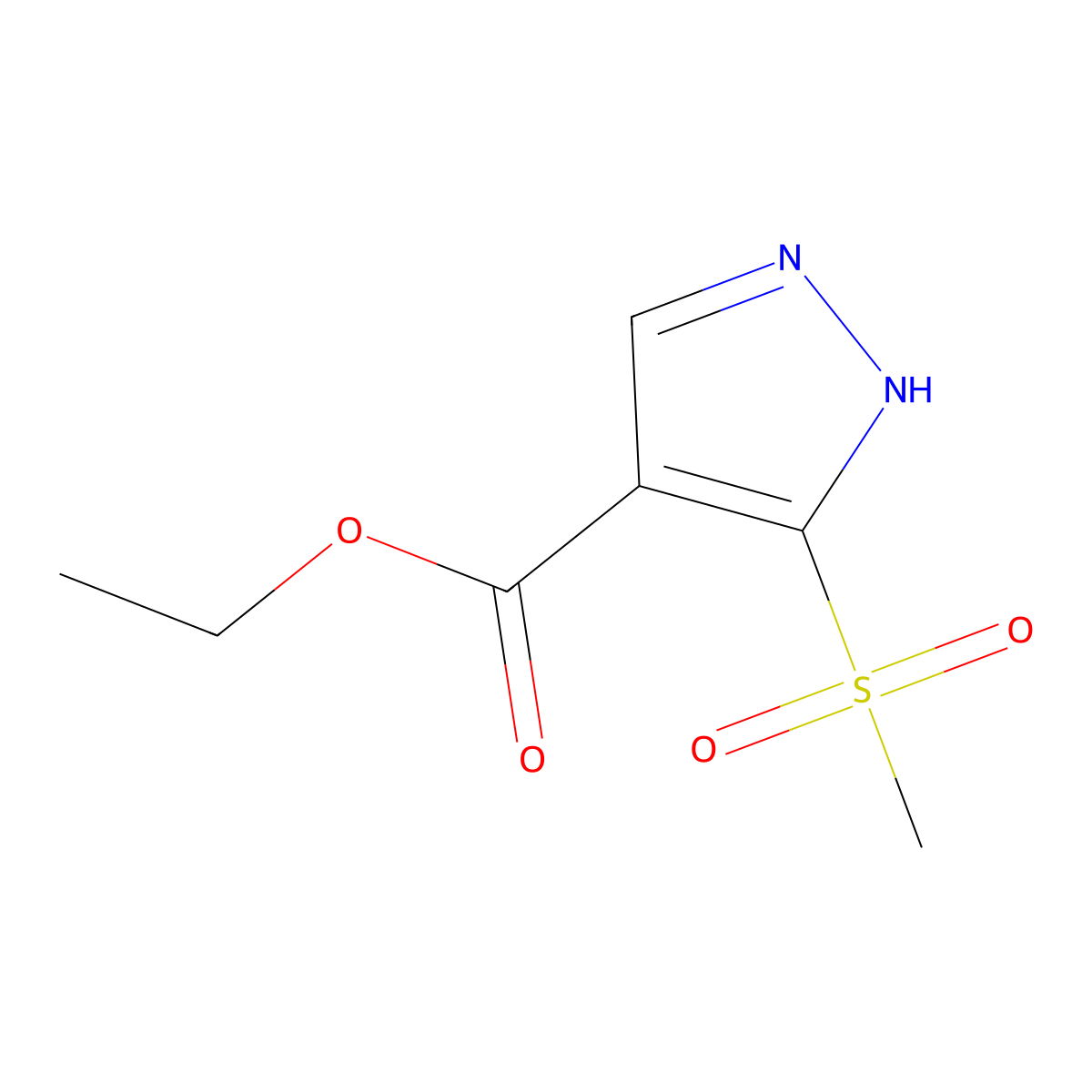 ethyl 5-(methylsulfonyl)-1H-pyrazole-4-carboxylate molecular structure, CAS 117377-23-8