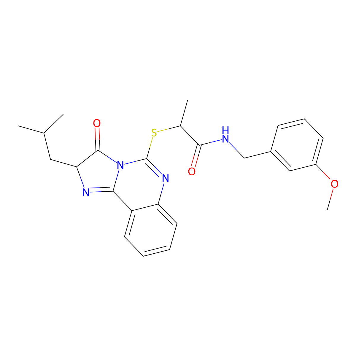 2-((2-isobutyl-3-oxo-2,3-dihydroimidazo[1,2-c]quinazolin-5-yl)thio)-N-(3-methoxybenzyl)propanamide molecular structure, CAS 1173770-20-1