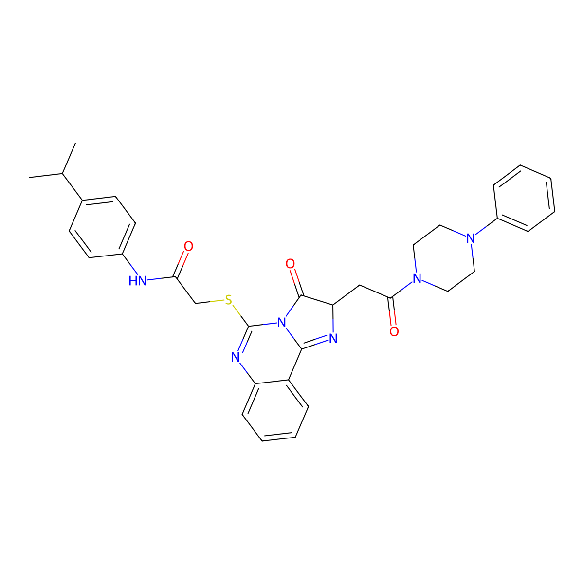 2-({3-oxo-2-[2-oxo-2-(4-phenylpiperazin-1-yl)ethyl]-2H,3H-imidazo[1,2-c]quinazolin-5-yl}sulfanyl)-N-[4-(propan-2-yl)phenyl]acetamide molecular structure, CAS 1173771-29-3