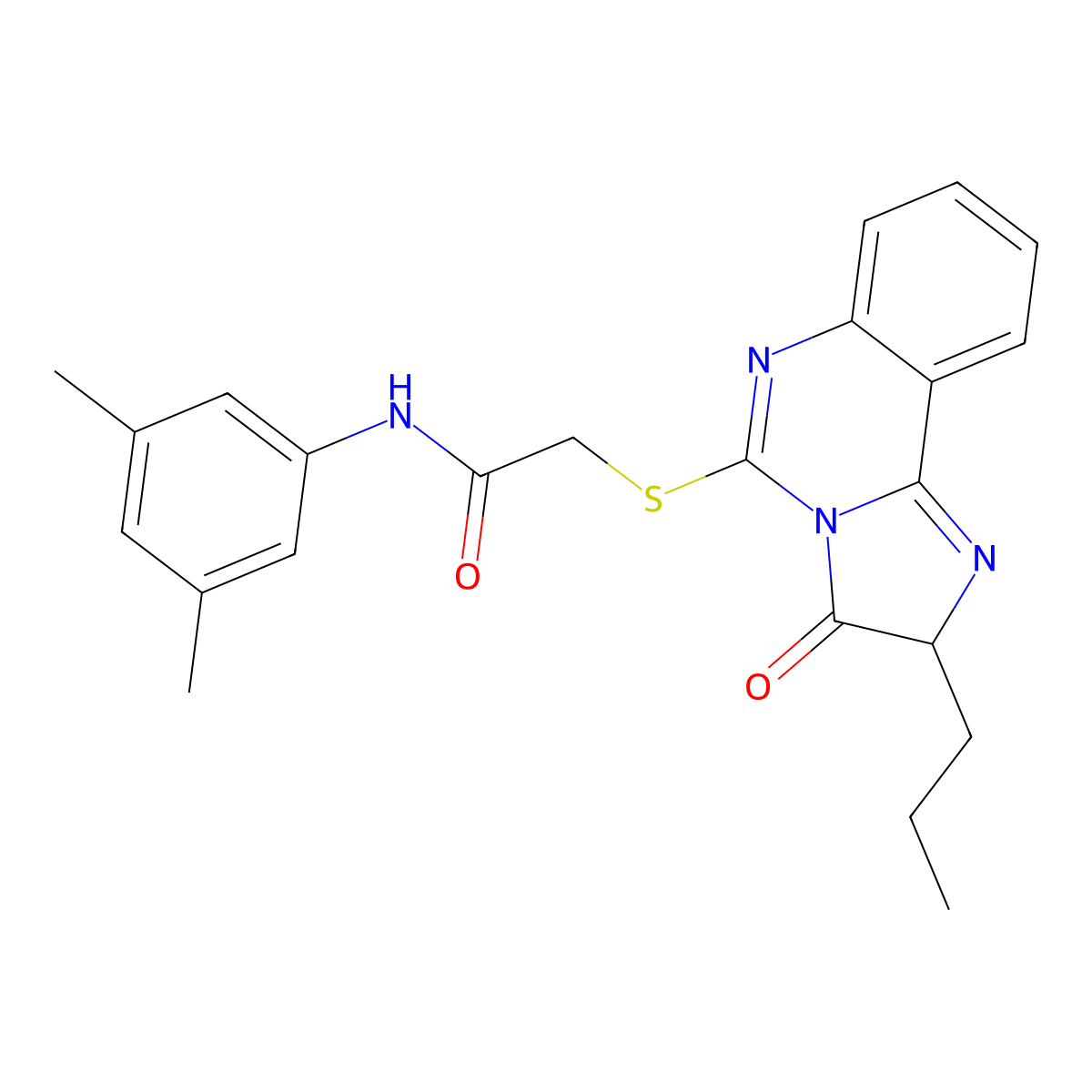 N-(3,5-dimethylphenyl)-2-((3-oxo-2-propyl-2,3-dihydroimidazo[1,2-c]quinazolin-5-yl)thio)acetamide molecular structure, CAS 1173771-71-5