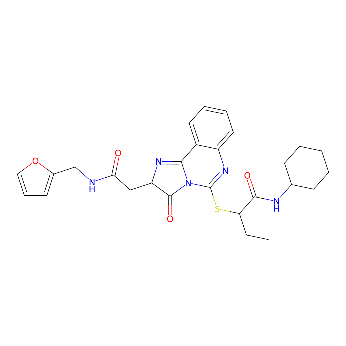N-cyclohexyl-2-[(2-{2-[(2-furylmethyl)amino]-2-oxoethyl}-3-oxo-2,3-dihydroimidazo[1,2-c]quinazolin-5-yl)thio]butanamide molecular structure, CAS 1173772-34-3