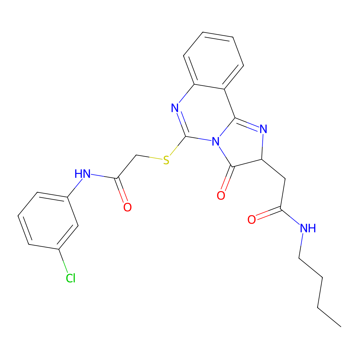 2-({2-[(butylcarbamoyl)methyl]-3-oxo-2H,3H-imidazo[1,2-c]quinazolin-5-yl}sulfanyl)-N-(3-chlorophenyl)acetamide molecular structure, CAS 1173773-04-0