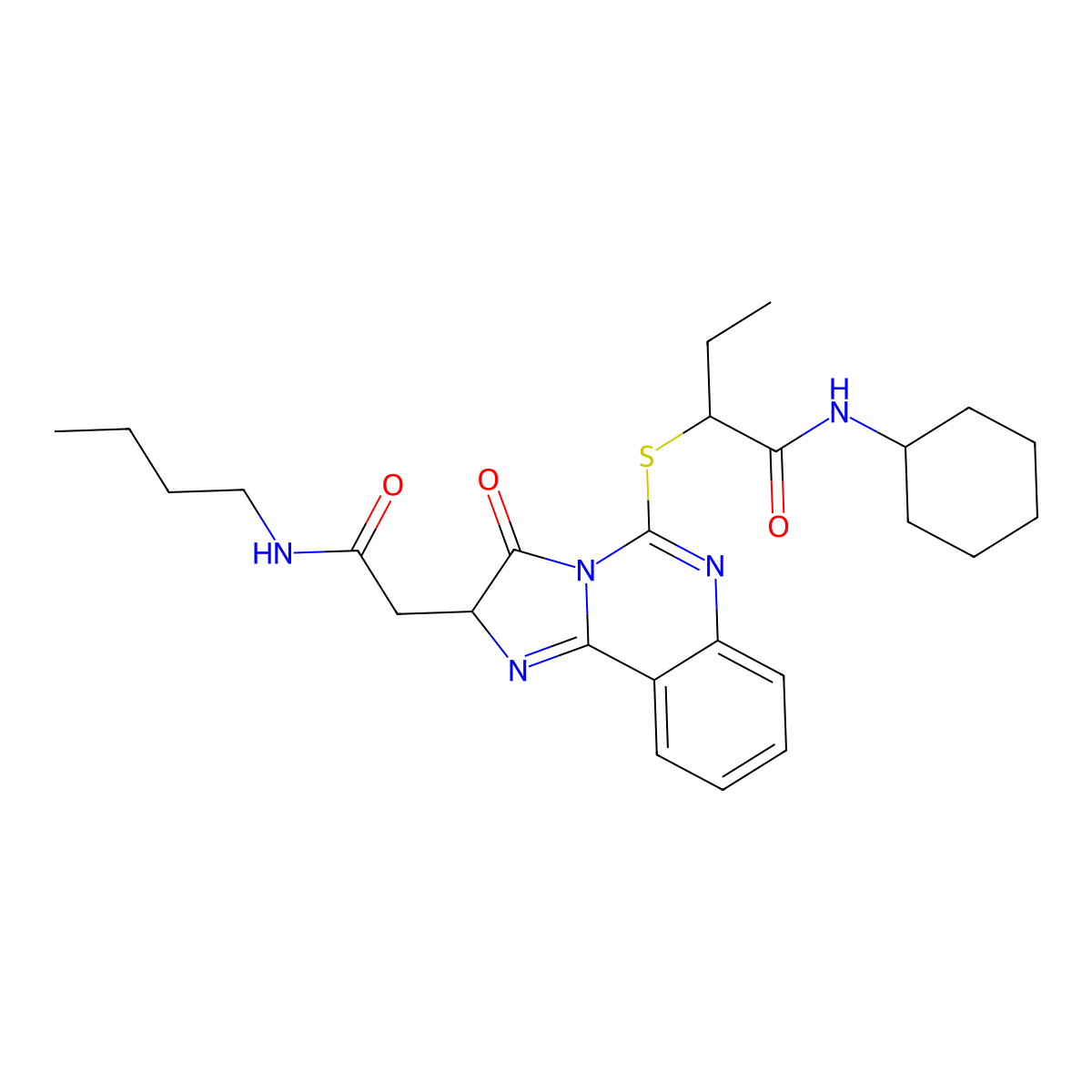 2-((2-(2-(butylamino)-2-oxoethyl)-3-oxo-2,3-dihydroimidazo[1,2-c]quinazolin-5-yl)thio)-N-cyclohexylbutanamide molecular structure, CAS 1173774-12-3