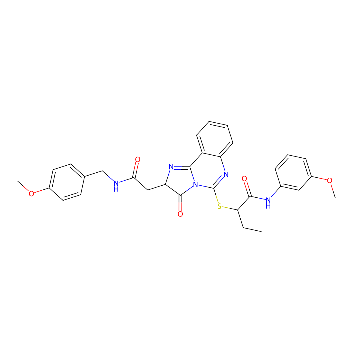 2-((2-(2-((4-methoxybenzyl)amino)-2-oxoethyl)-3-oxo-2,3-dihydroimidazo[1,2-c]quinazolin-5-yl)thio)-N-(3-methoxyphenyl)butanamide molecular structure, CAS 1173774-91-8