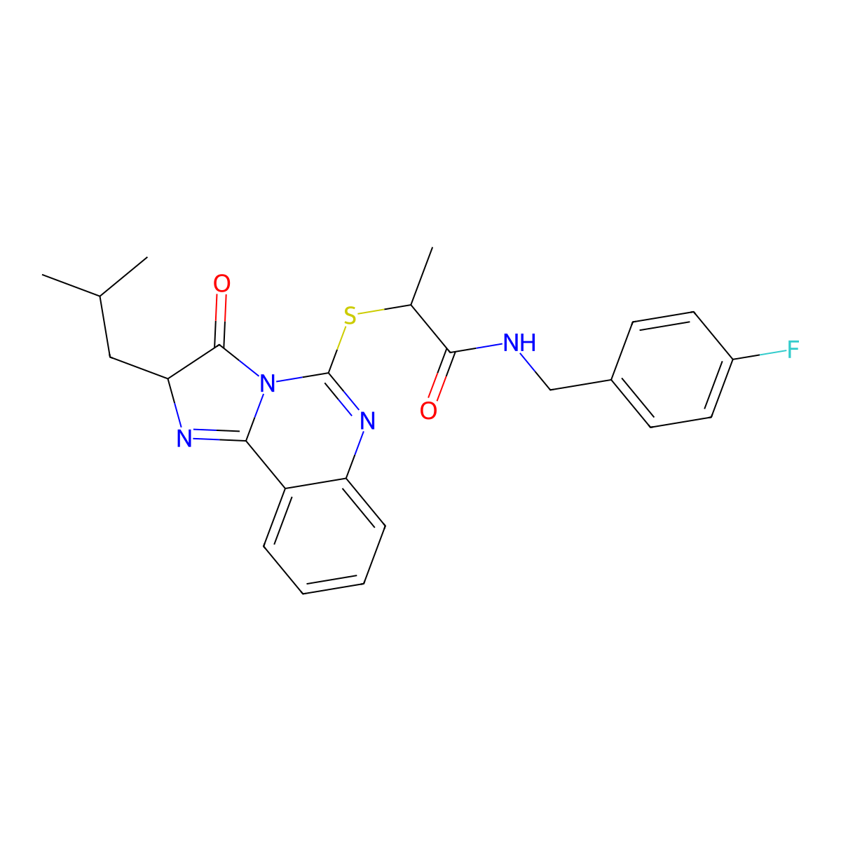 N-(4-fluorobenzyl)-2-((2-isobutyl-3-oxo-2,3-dihydroimidazo[1,2-c]quinazolin-5-yl)thio)propanamide molecular structure, CAS 1173777-76-8