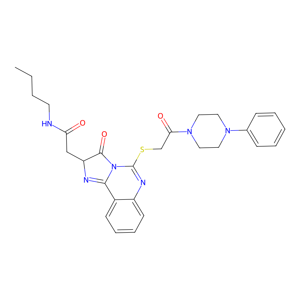 N-butyl-2-(3-oxo-5-{[2-oxo-2-(4-phenylpiperazin-1-yl)ethyl]sulfanyl}-2H,3H-imidazo[1,2-c]quinazolin-2-yl)acetamide molecular structure, CAS 1173778-41-0