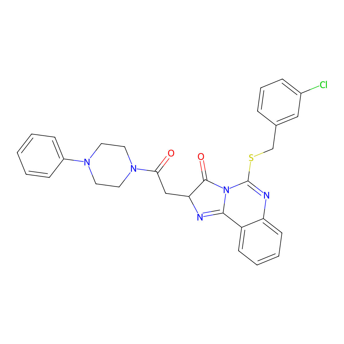 5-{[(3-chlorophenyl)methyl]sulfanyl}-2-[2-oxo-2-(4-phenylpiperazin-1-yl)ethyl]-2H,3H-imidazo[1,2-c]quinazolin-3-one molecular structure, CAS 1173778-57-8