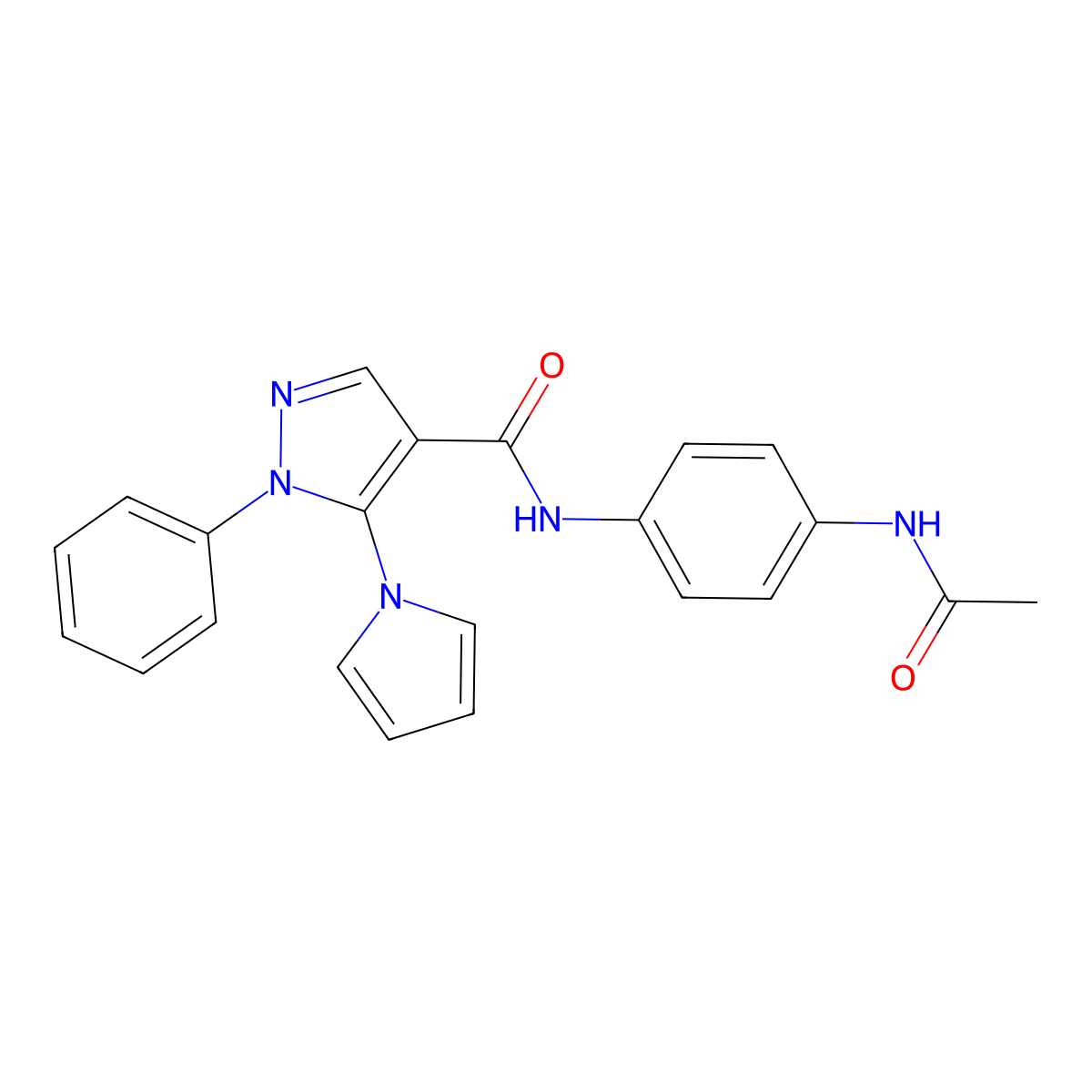 N-[4-(acetylamino)phenyl]-1-phenyl-5-(1H-pyrrol-1-yl)-1H-pyrazole-4-carboxamide molecular structure, CAS 1173779-06-0