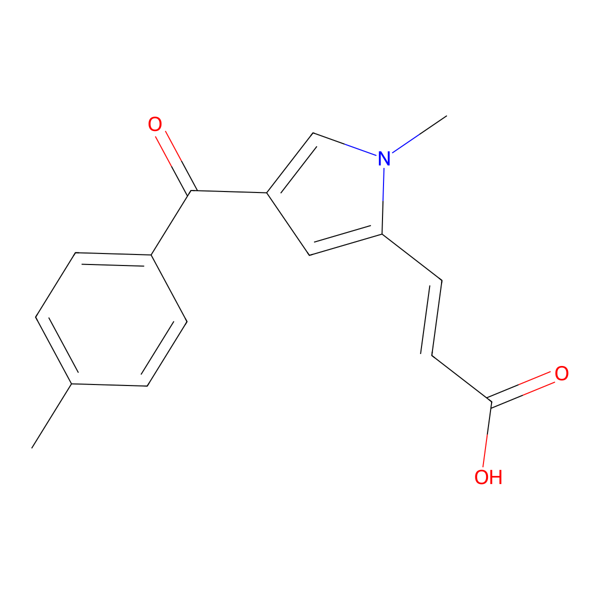 (2E)-3-{1-methyl-4-[(4-methylphenyl)carbonyl]-1H-pyrrol-2-yl}prop-2-enoic acid molecular structure, CAS 117378-89-9