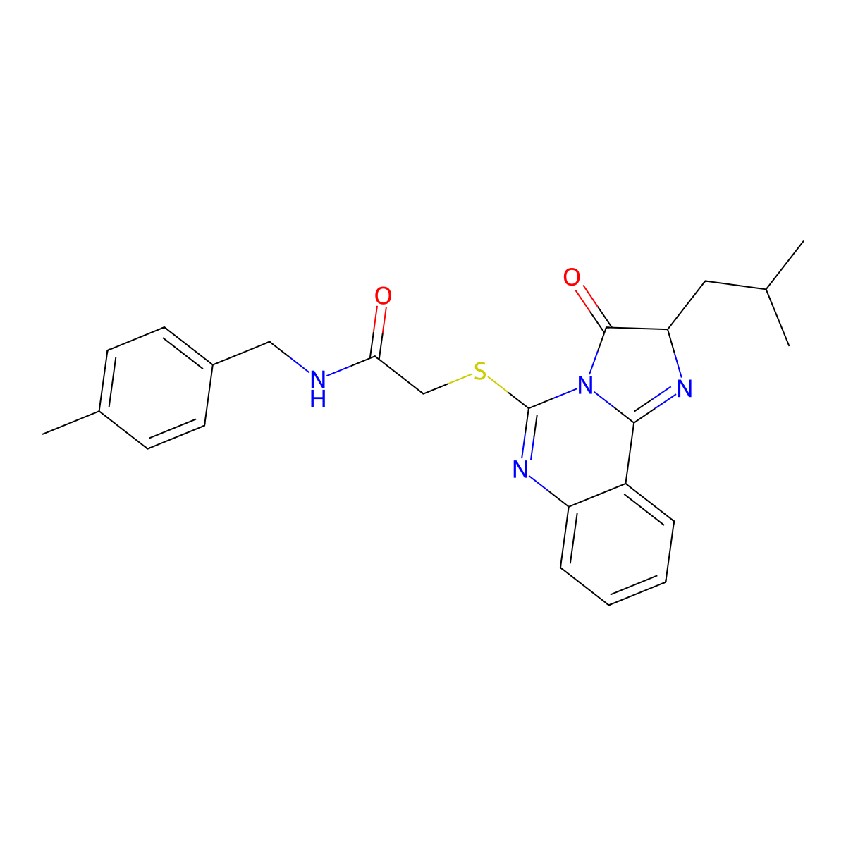 2-((2-isobutyl-3-oxo-2,3-dihydroimidazo[1,2-c]quinazolin-5-yl)thio)-N-(4-methylbenzyl)acetamide molecular structure, CAS 1173781-03-7