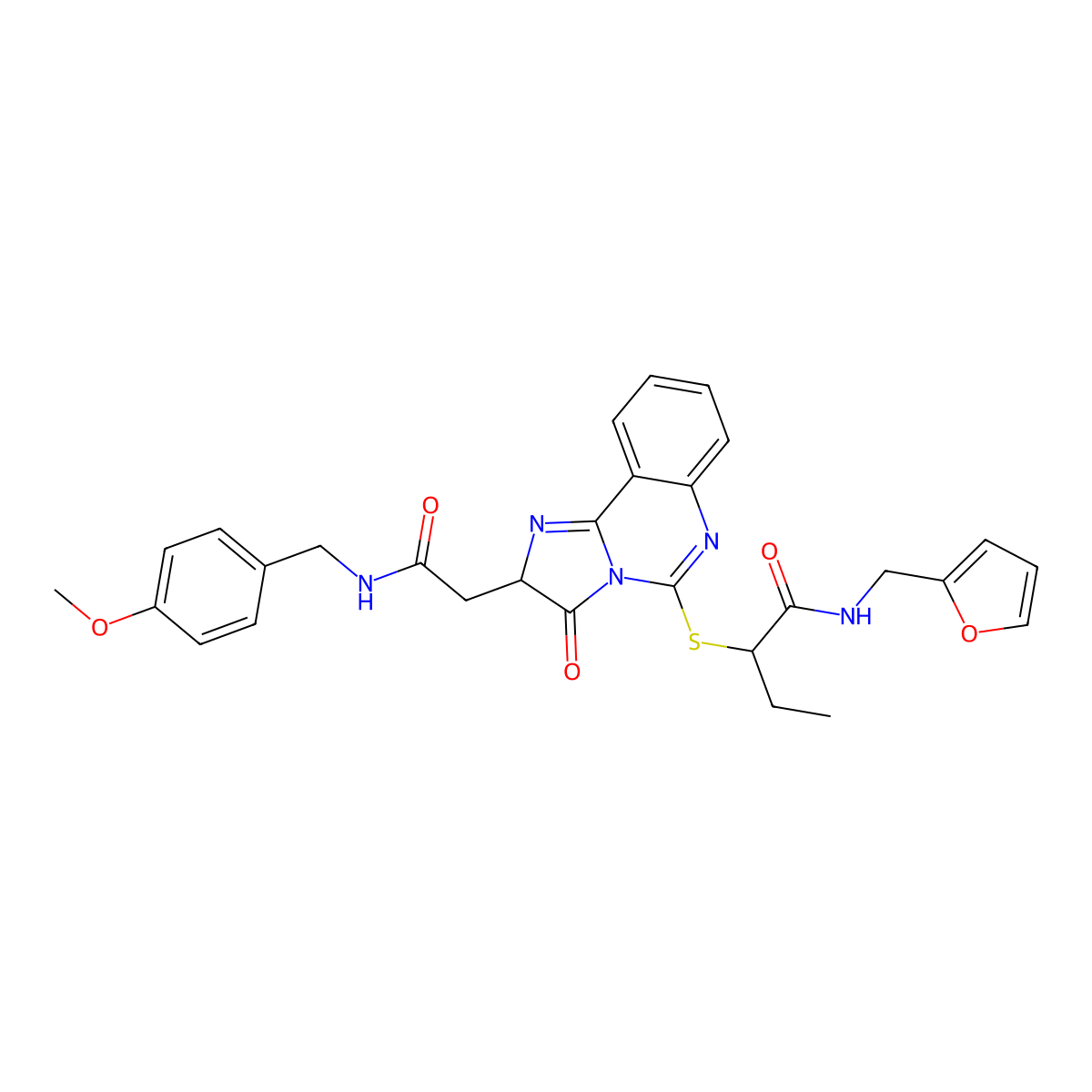 N-(2-furylmethyl)-2-[(2-{2-[(4-methoxybenzyl)amino]-2-oxoethyl}-3-oxo-2,3-dihydroimidazo[1,2-c]quinazolin-5-yl)thio]butanamide molecular structure, CAS 1173781-98-0