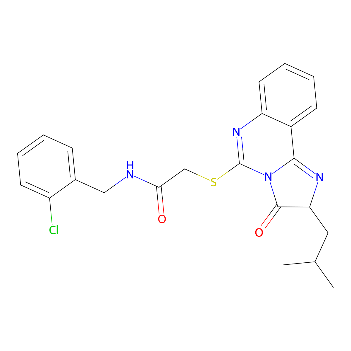 N-(2-chlorobenzyl)-2-((2-isobutyl-3-oxo-2,3-dihydroimidazo[1,2-c]quinazolin-5-yl)thio)acetamide molecular structure, CAS 1173782-01-8