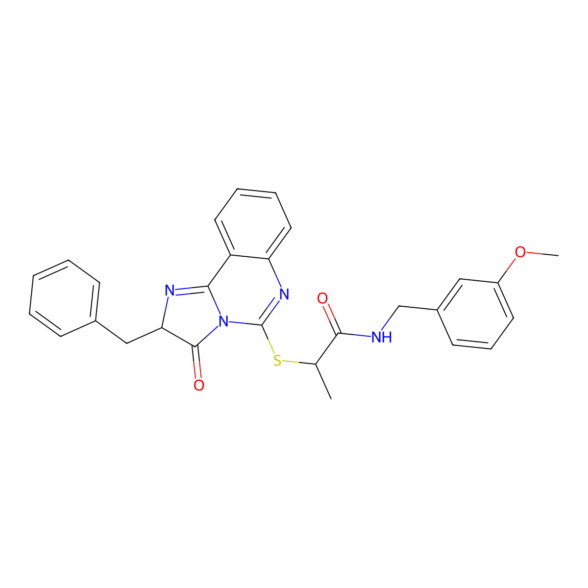2-((2-benzyl-3-oxo-2,3-dihydroimidazo[1,2-c]quinazolin-5-yl)thio)-N-(3-methoxybenzyl)propanamide molecular structure, CAS 1173783-70-4