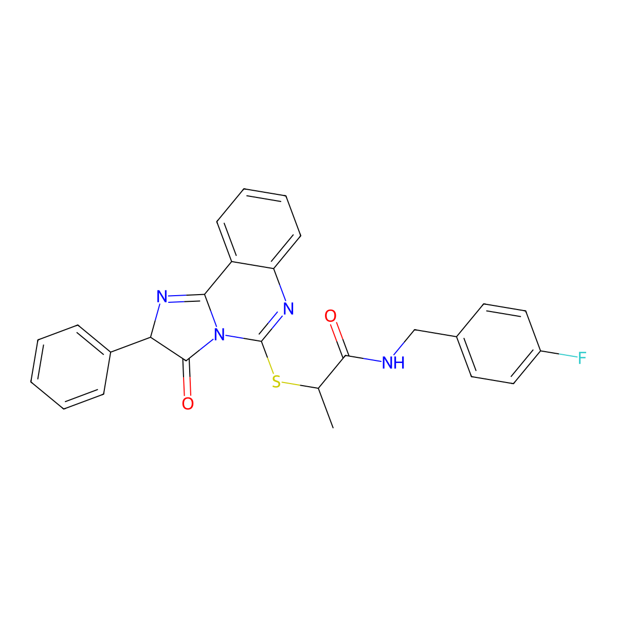 N-(4-fluorobenzyl)-2-((3-oxo-2-phenyl-2,3-dihydroimidazo[1,2-c]quinazolin-5-yl)thio)propanamide molecular structure, CAS 1173787-41-1