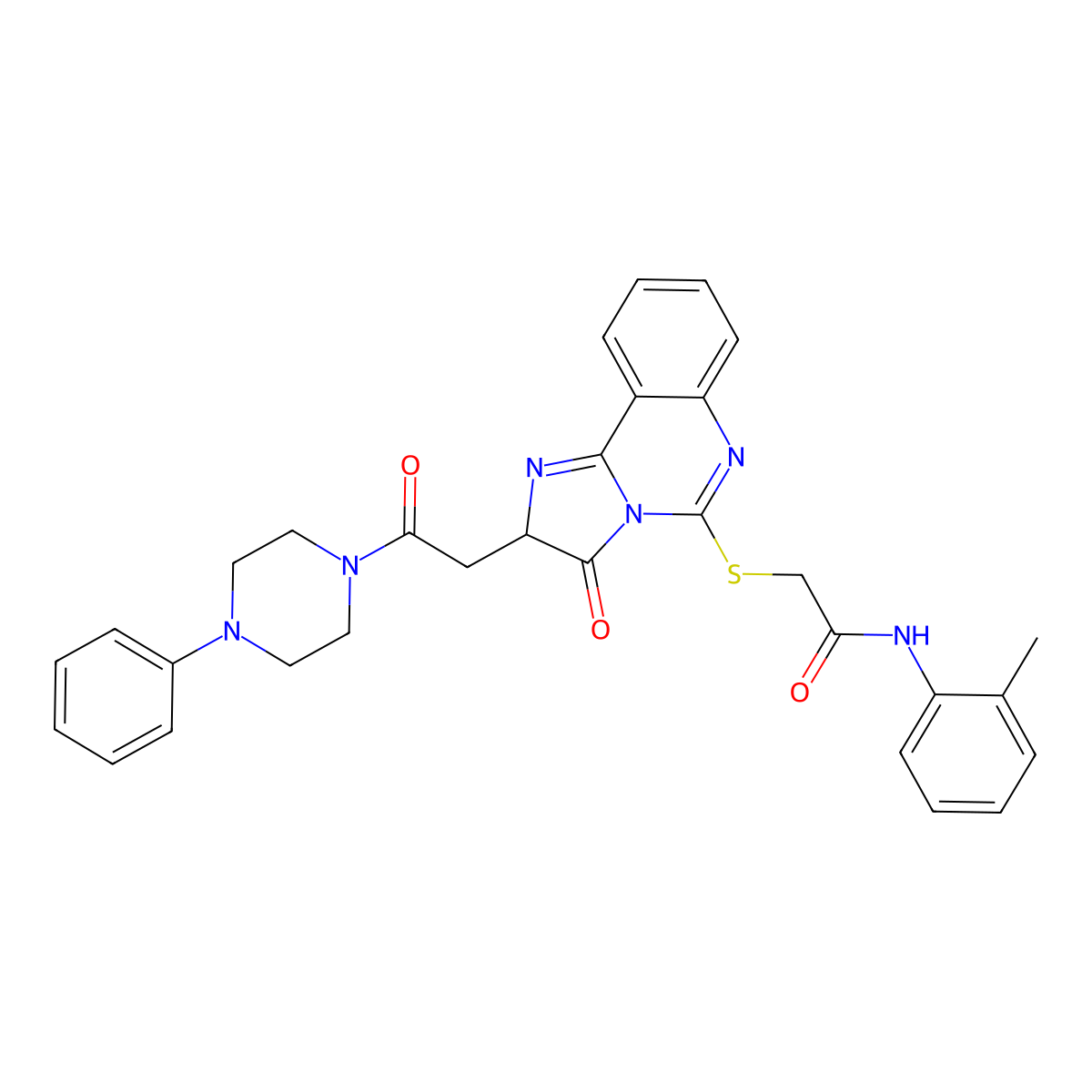 N-(2-methylphenyl)-2-({3-oxo-2-[2-oxo-2-(4-phenylpiperazin-1-yl)ethyl]-2H,3H-imidazo[1,2-c]quinazolin-5-yl}sulfanyl)acetamide molecular structure, CAS 1173787-66-0
