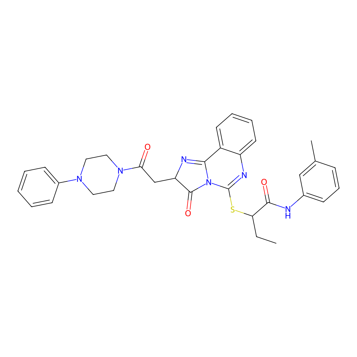N-(3-methylphenyl)-2-({3-oxo-2-[2-oxo-2-(4-phenylpiperazin-1-yl)ethyl]-2H,3H-imidazo[1,2-c]quinazolin-5-yl}sulfanyl)butanamide molecular structure, CAS 1173787-90-0
