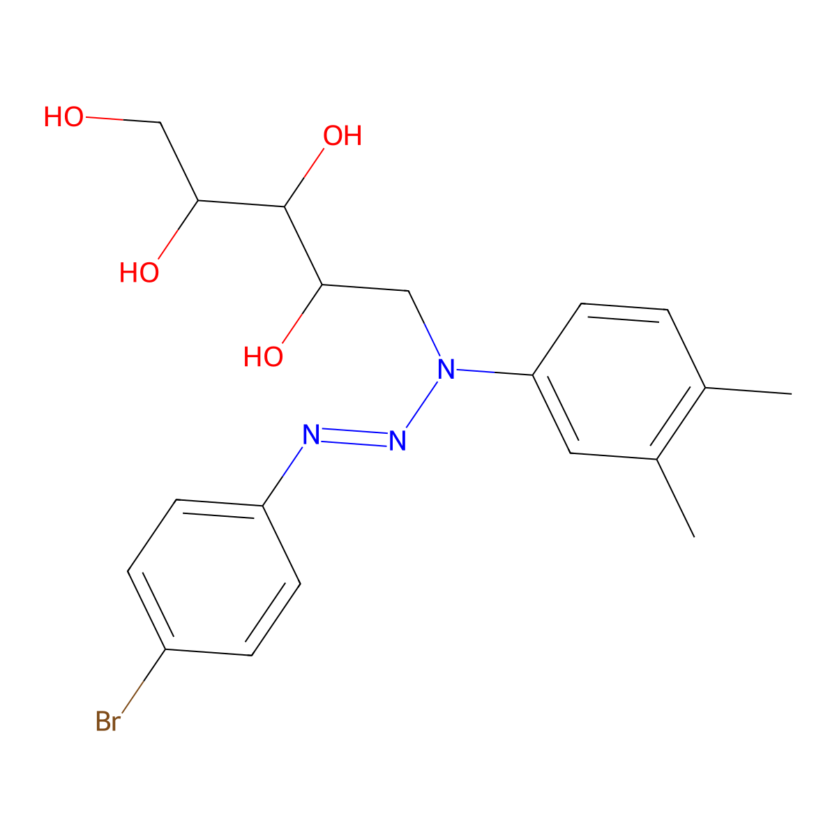 (E)-5-(3-(4-bromophenyl)-1-(3,4-dimethylphenyl)triaz-2-en-1-yl)pentane-1,2,3,4-tetraol molecular structure, CAS 1173915-18-8