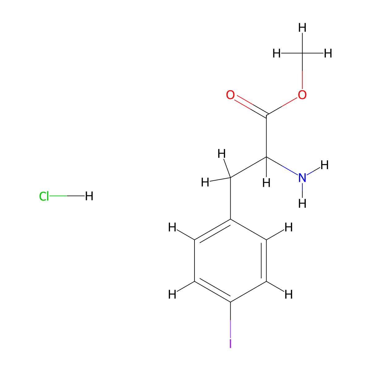 Methyl 2-amino-3-(4-iodophenyl)propanoate hydrochloride molecular structure, CAS 1173918-59-6