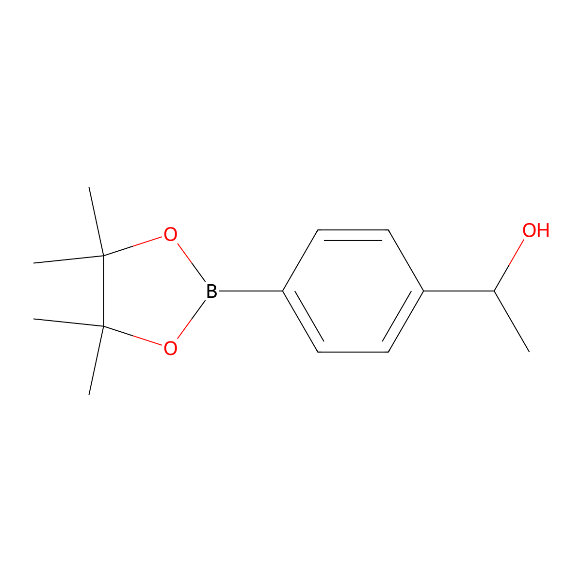 1-(4-(4,4,5,5-Tetramethyl-1,3,2-dioxaborolan-2-yl)phenyl)ethanol molecular structure, CAS 1173922-30-9
