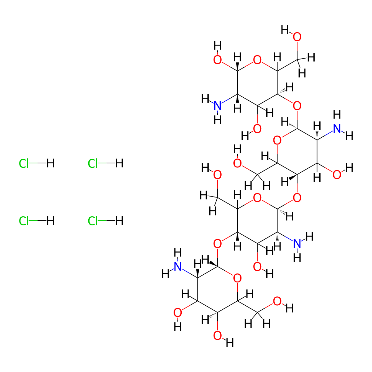 Chitosan Tetramer molecular structure, CAS 117399-50-5