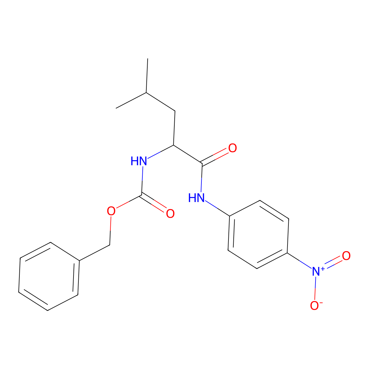 benzyl N-[(2S)-4-methyl-1-(4-nitroanilino)-1-oxopentan-2-yl]carbamate molecular structure, CAS 1174-27-2