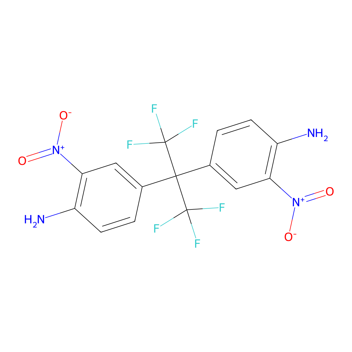 4-[2-(4-Amino-3-nitrophenyl)-1,1,1,3,3,3-hexafluoropropan-2-yl]-2-nitroaniline molecular structure, CAS 1174-51-2