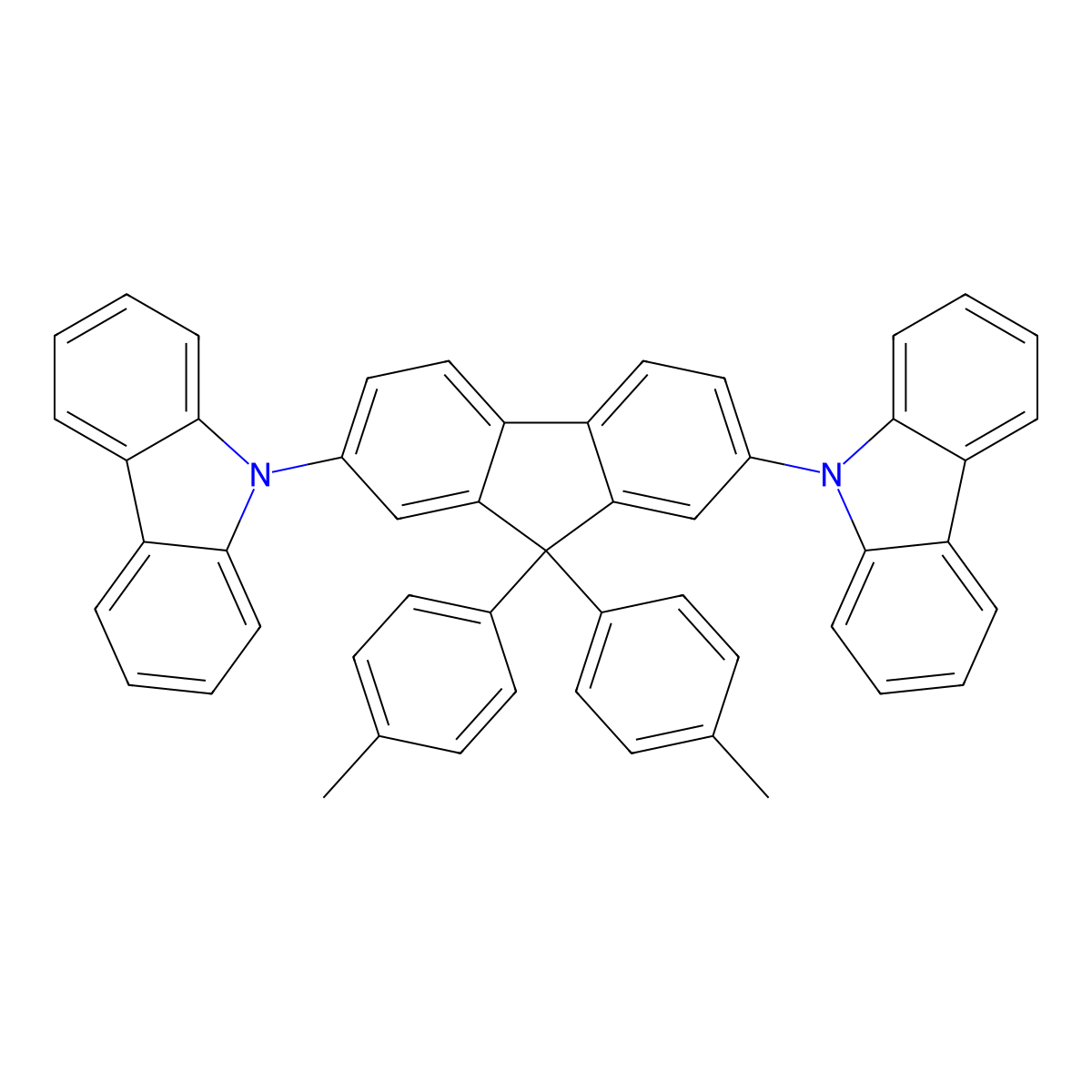 2,7-Bis(carbazol-9-YL)-9,9-DI-tolyl-fluorene molecular structure, CAS 1174006-50-8
