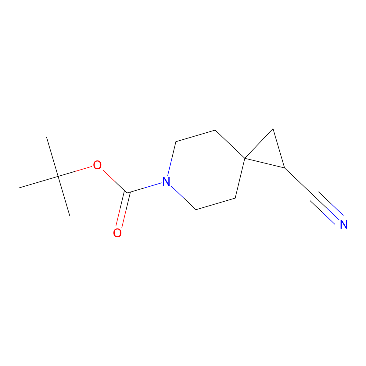Tert-butyl 1-cyano-6-azaspiro(2.5)octane-6-carboxylate molecular structure, CAS 1174006-82-6