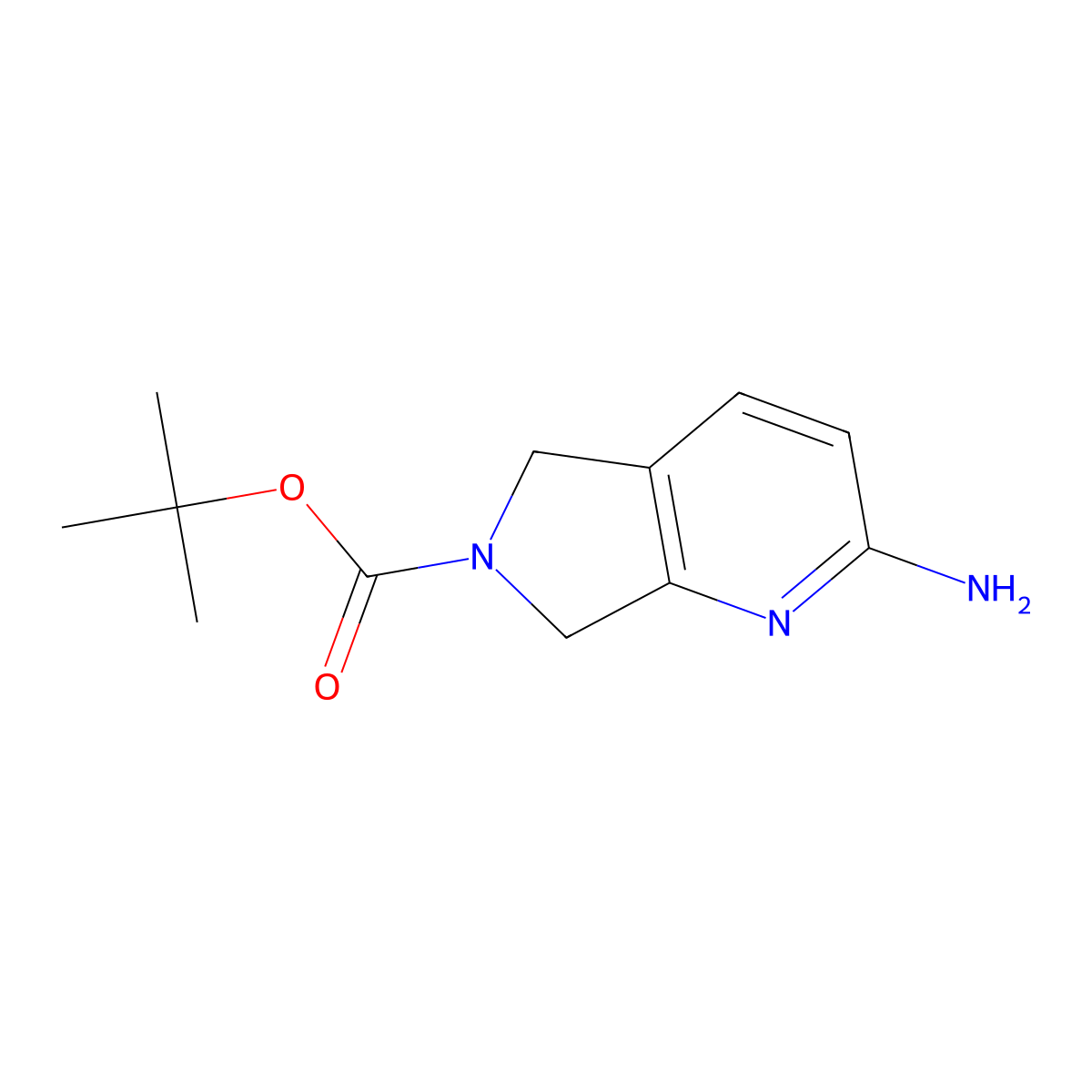 tert-butyl 2-amino-5H,6H,7H-pyrrolo(3,4-b)pyridine-6-carboxylate molecular structure, CAS 1174020-37-1