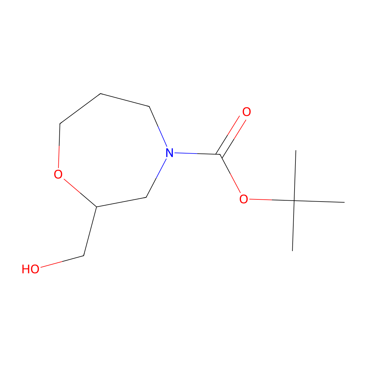 tert-Butyl 2-(hydroxymethyl)-1,4-oxazepane-4-carboxylate molecular structure, CAS 1174020-52-0