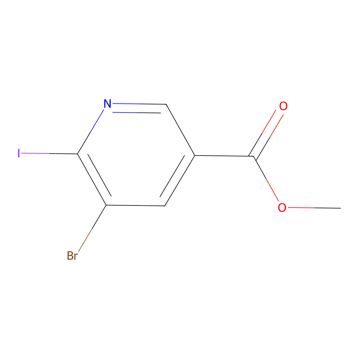 Methyl 5-bromo-6-iodonicotinate molecular structure, CAS 1174028-21-7