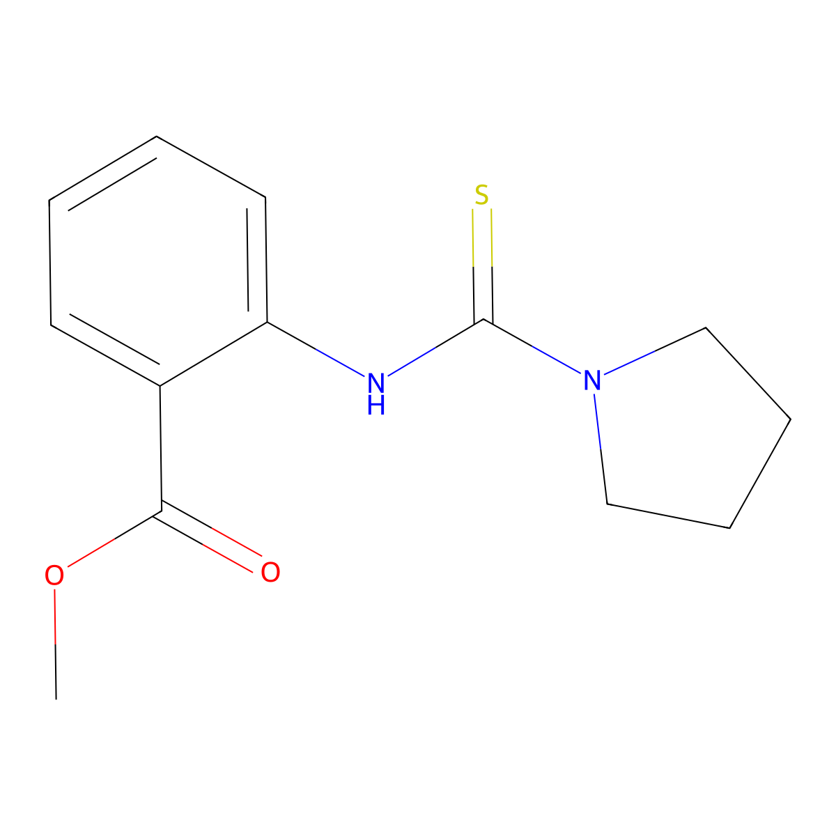 2-[(Pyrrolidine-1-carbothioyl)-amino]-benzoic acid methyl ester molecular structure, CAS 1174034-81-1
