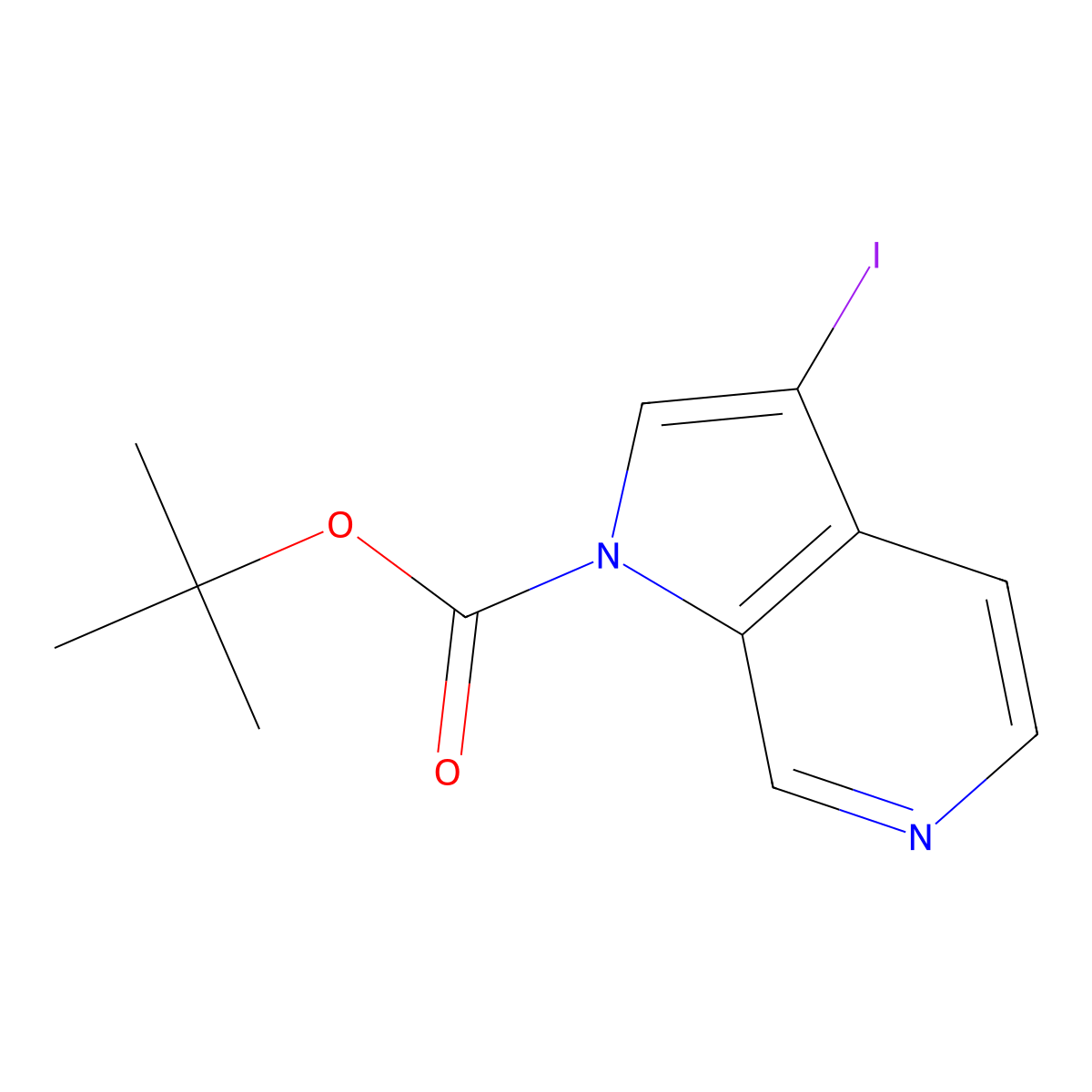 tert-butyl 3-iodo-1H-pyrrolo[2,3-c]pyridine-1-carboxylate molecular structure, CAS 1174038-59-5
