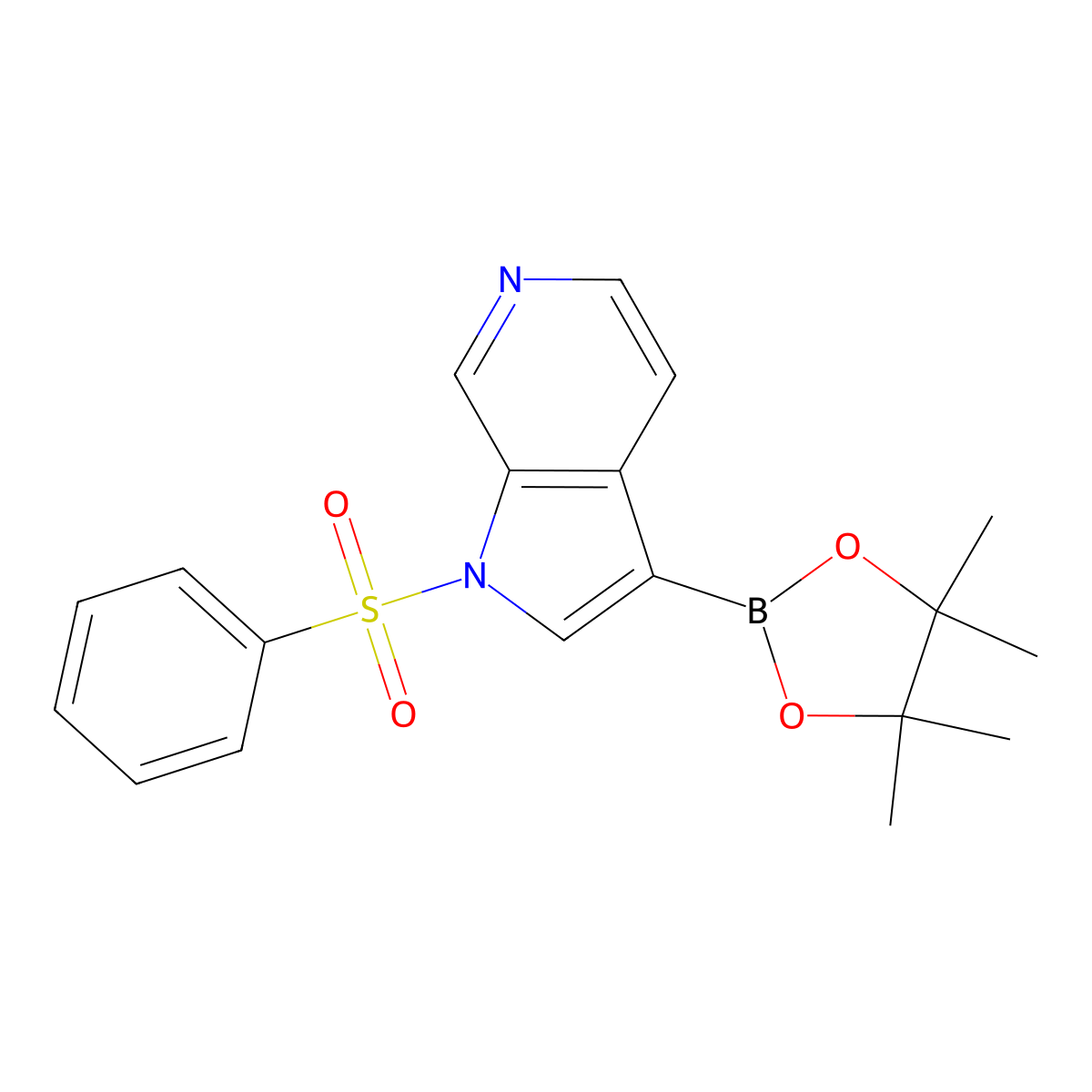 1-(Phenylsulfonyl)-3-(4,4,5,5-tetramethyl-1,3,2-dioxaborolan-2-yl)-1H-pyrrolo[2,3-c]pyridine molecular structure, CAS 1174038-65-3