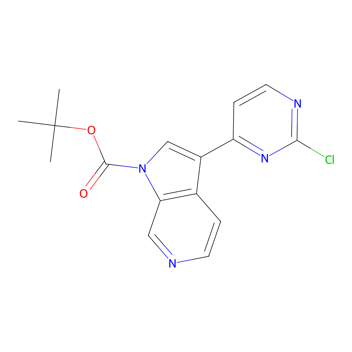 tert-Butyl 3-(2-chloropyrimidin-4-yl)-1H-pyrrolo[2,3-c]pyridine-1-carboxylate molecular structure, CAS 1174038-68-6