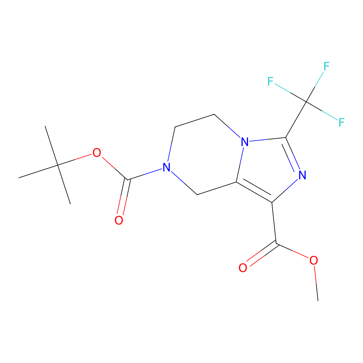 7-tert-Butyl 1-methyl 3-(trifluoromethyl)-5H,6H,7H,8H-imidazo[1,5-a]pyrazine-1,7-dicarboxylate molecular structure, CAS 1174039-45-2