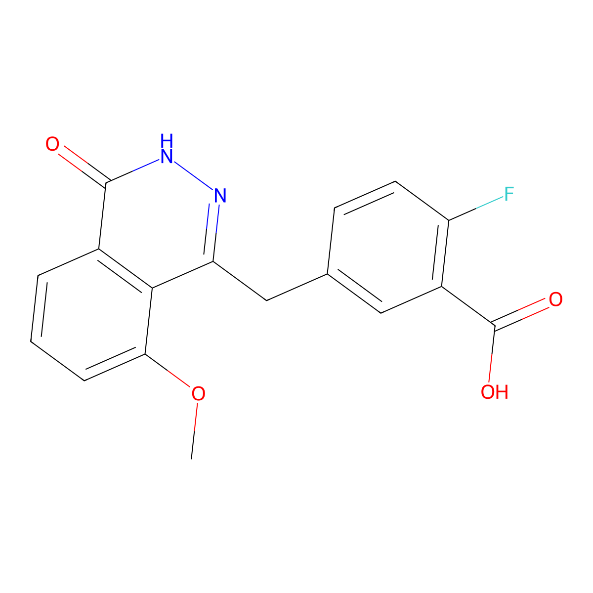 2-Fluoro-5-((8-methoxy-4-oxo-3,4-dihydrophthalazin-1-yl)methyl)benzoic acid molecular structure, CAS 1174044-71-3
