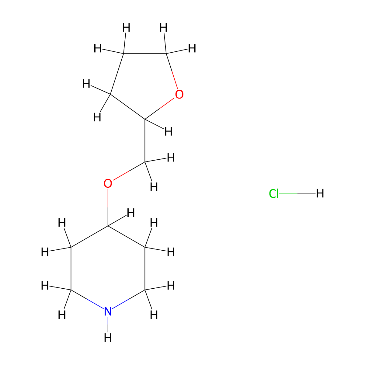 4-(Tetrahydro-2-furanylmethoxy)piperidine hydrochloride molecular structure, CAS 1174044-75-7
