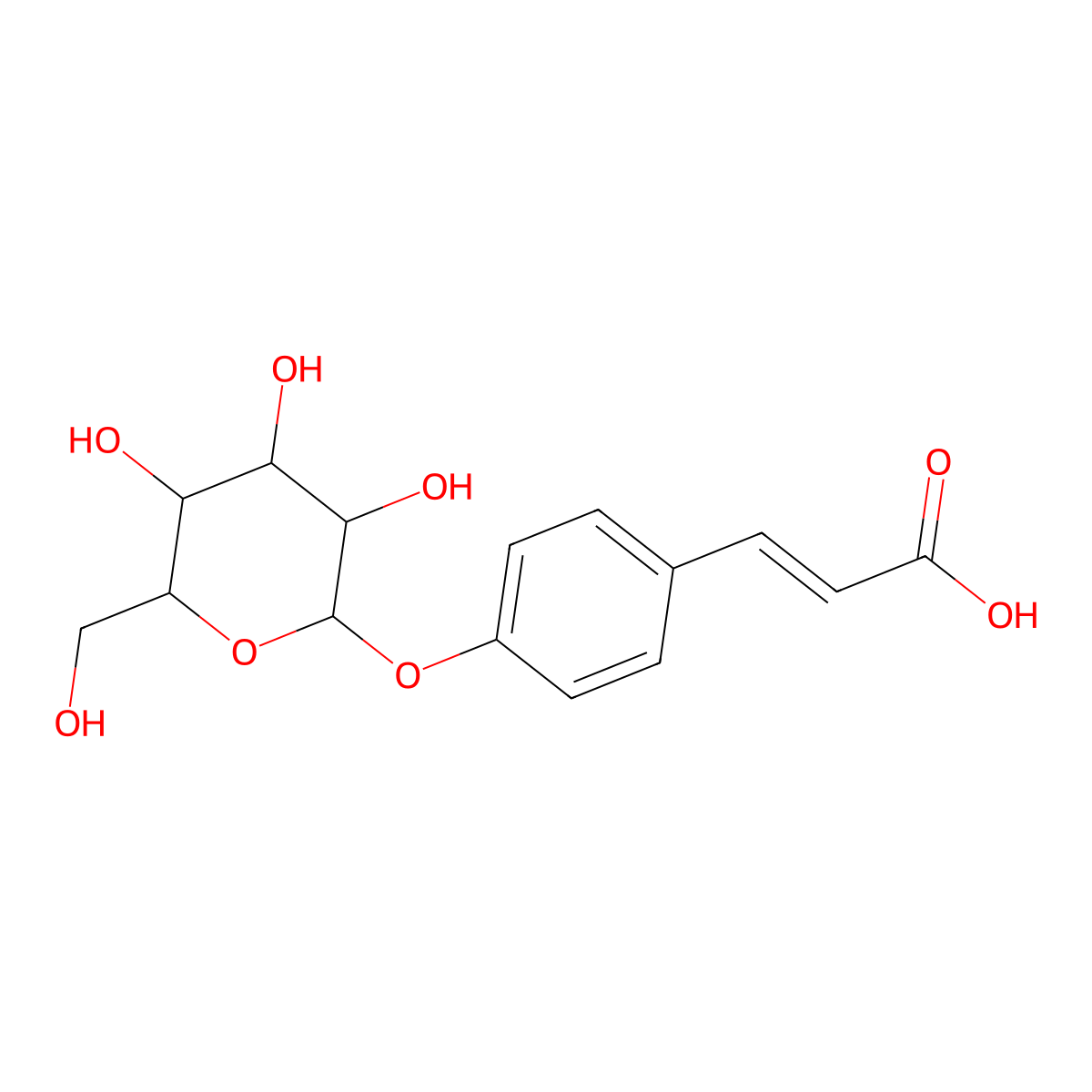 4'-O-beta-D-glucosyl-cis-p-coumaric acid molecular structure, CAS 117405-48-8