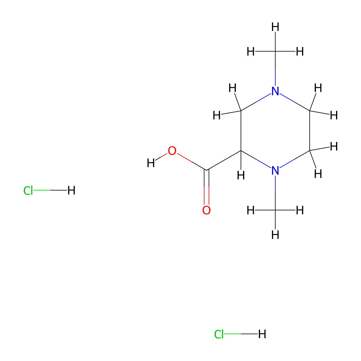 1,4-Dimethylpiperazine-2-carboxylic acid dihydrochloride molecular structure, CAS 1174064-55-1