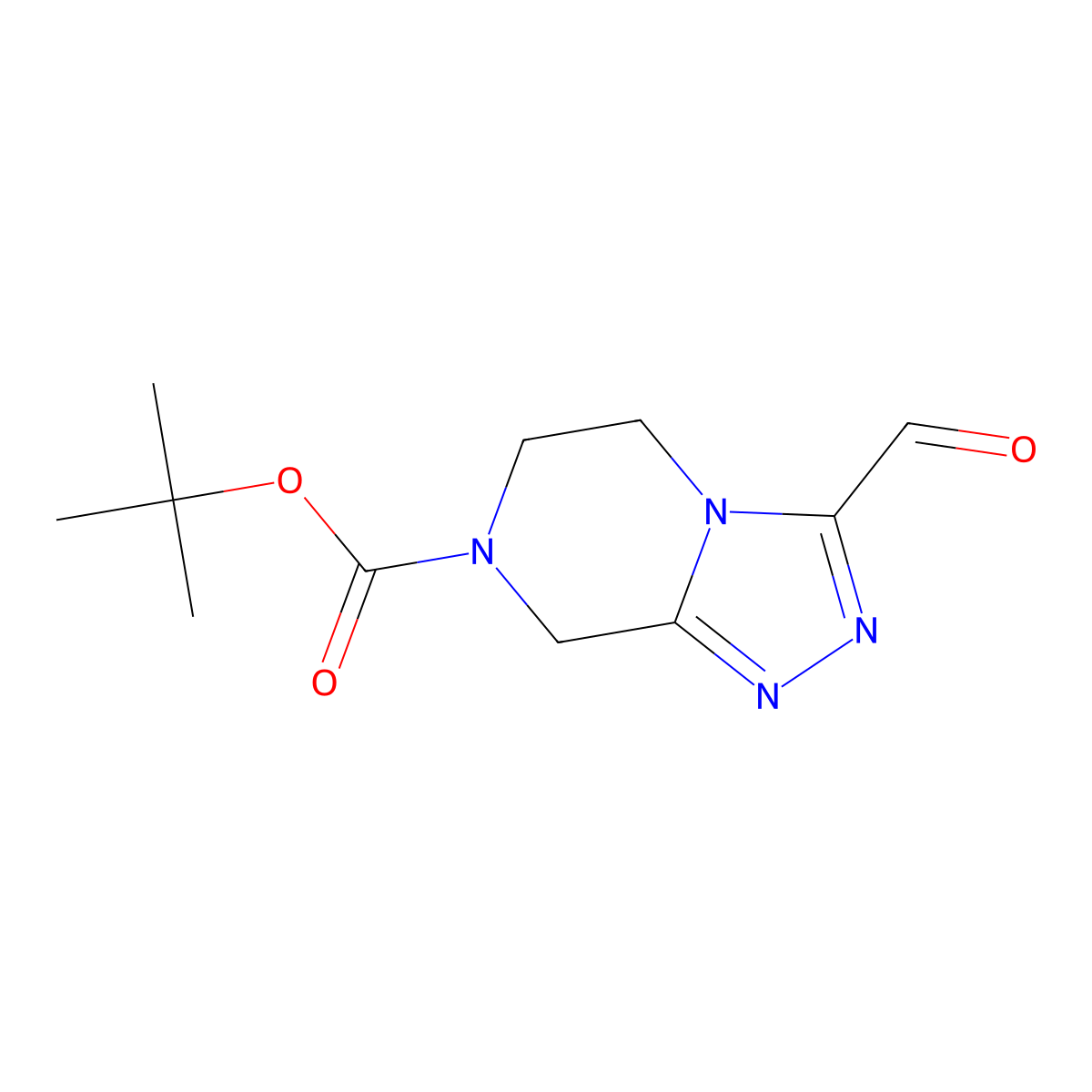 1,1-Dimethylethyl 3-formyl-5,6-dihydro-1,2,4-triazolo(4,3-a)pyrazine-7(8H)-carboxylate molecular structure, CAS 1174069-03-4