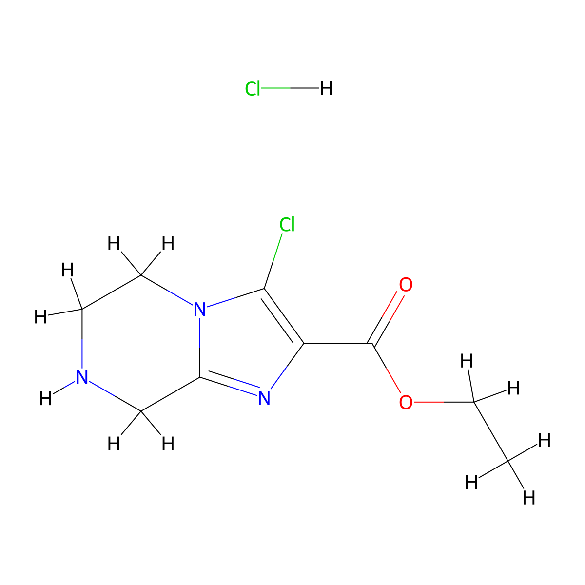 Ethyl 3-chloro-5,6,7,8-tetrahydroimidazo[1,2-a]pyrazine-2-carboxylate hydrochloride molecular structure, CAS 1174069-17-0