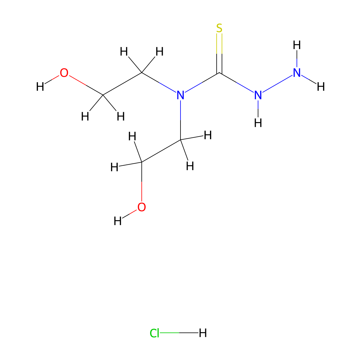 N,N-Bis(2-hydroxyethyl)hydrazinecarbothioamide hydrochloride molecular structure, CAS 117410-01-2
