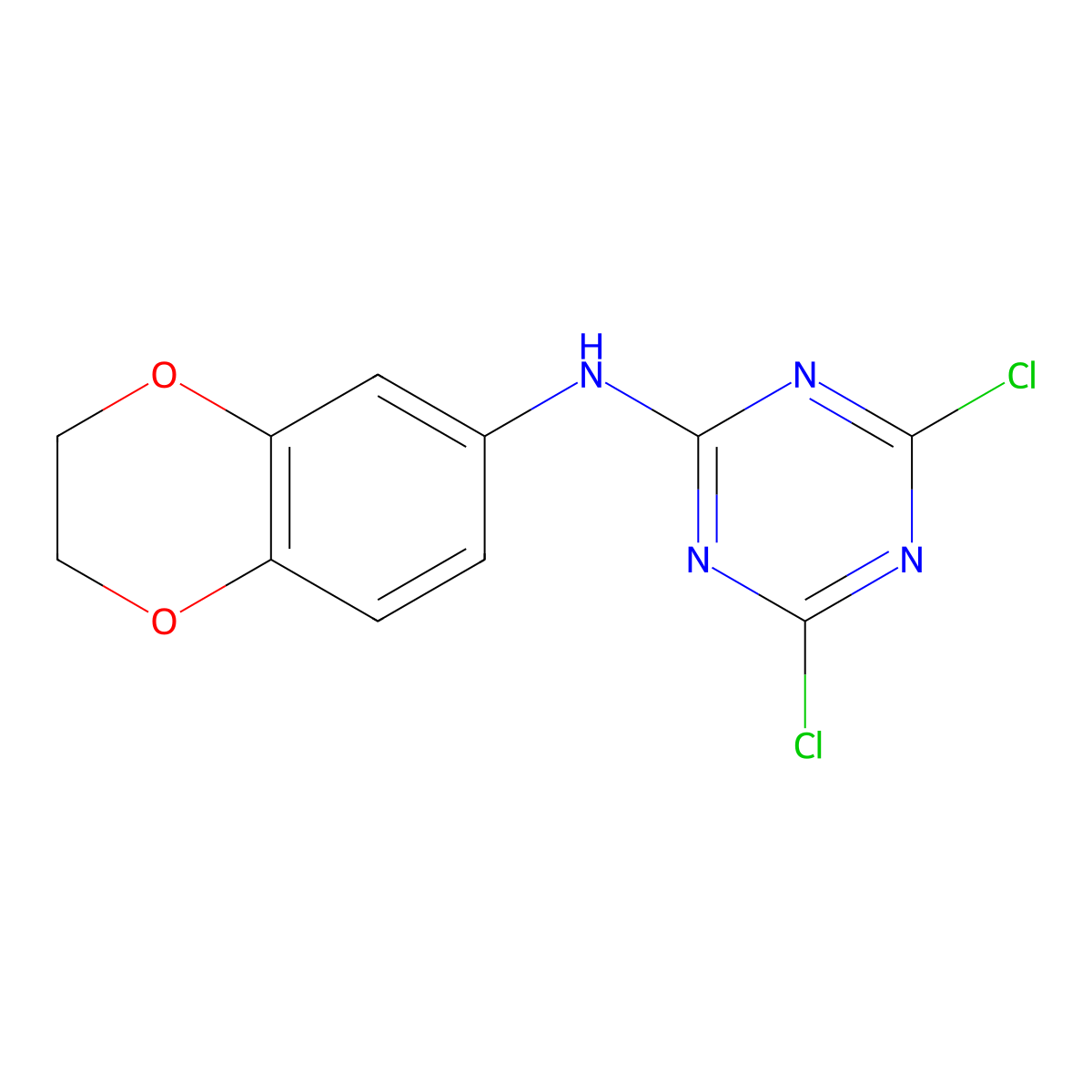 4,6-dichloro-N-(2,3-dihydro-1,4-benzodioxin-6-yl)-1,3,5-triazin-2-amine molecular structure, CAS 1174116-81-4